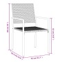 vidaXL Gartenstuhl, Poly Rattan, Stahl, Abmessungen eingezeichnet, Teil der 5-tlg. Essgruppe