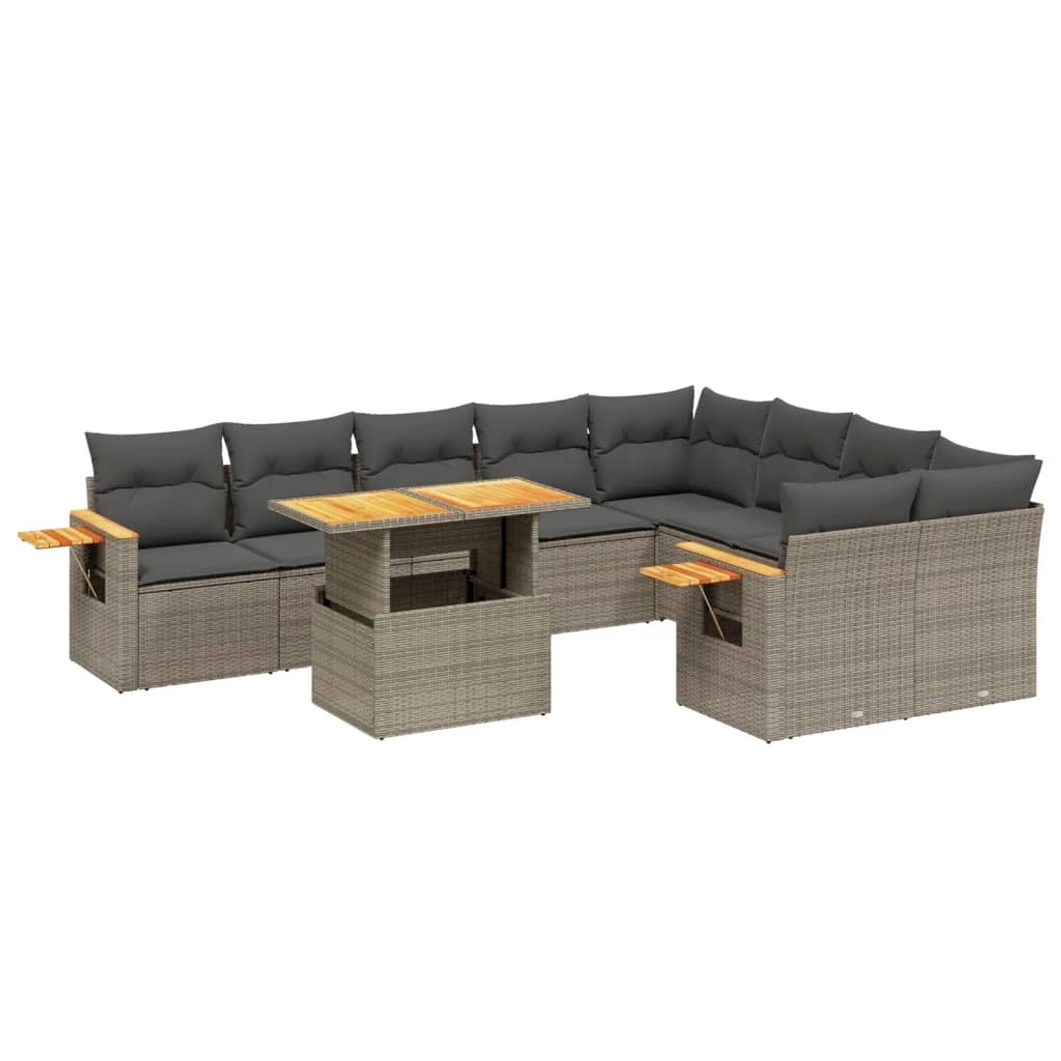 vidaXL 10-Tlg Garten-Sofagarnitur mit Kissen Grau Poly Rattan 3273678 günstig online kaufen