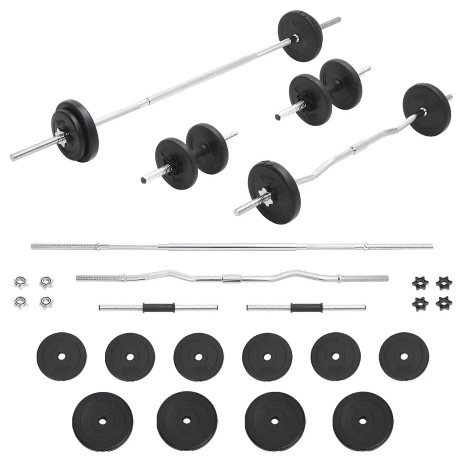 vidaXL Langhantel und Kurzhantel-Set 30 kg 93588