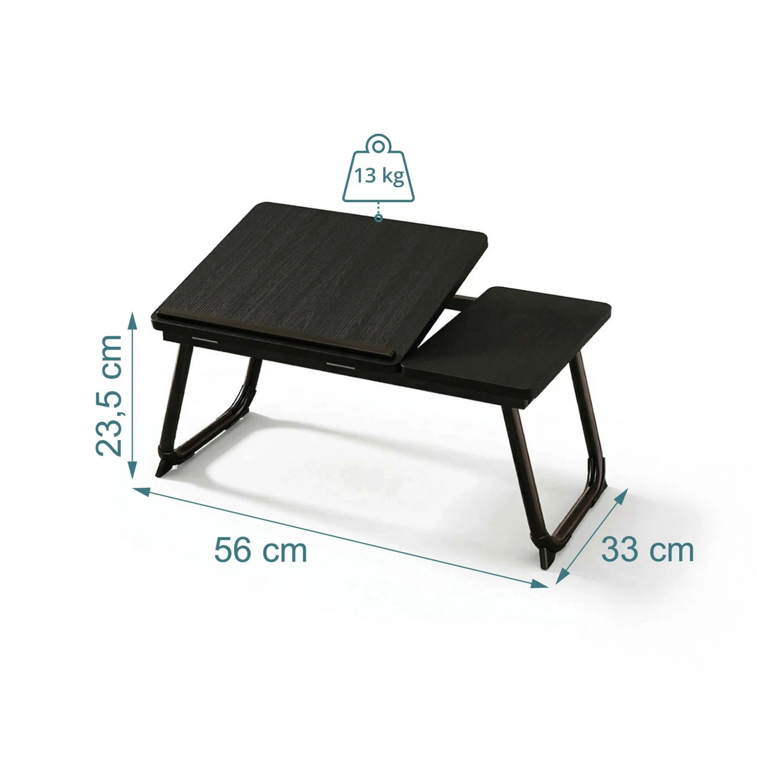 Relaxdays Laptoptisch Stahl MDF Schwarz Höhenverstellbar Klappbar 56 cm x 33 cm x 23,5 cm_4