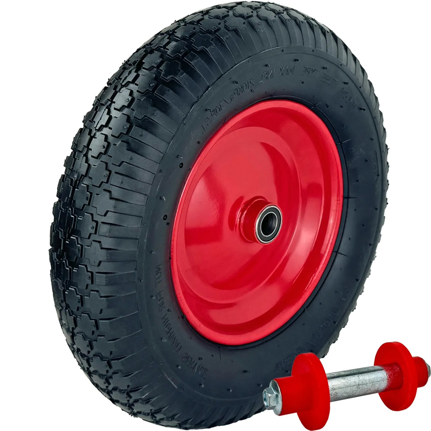 TRUTZHOLM Schubkarrenrad 390x95 mm 4.80 4.00-8  Luftbereifung mit Achse