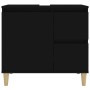 Schwarzer vidaXL Badschrank (65x33x60 cm) mit Schubladen, Tür und Holzfüßen.