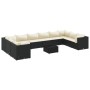 vidaXL 11-tlg. Garten Lounge Set aus Rattan, schwarz, mit Kissen. Gartenmöbel für Terrasse und Garten.
