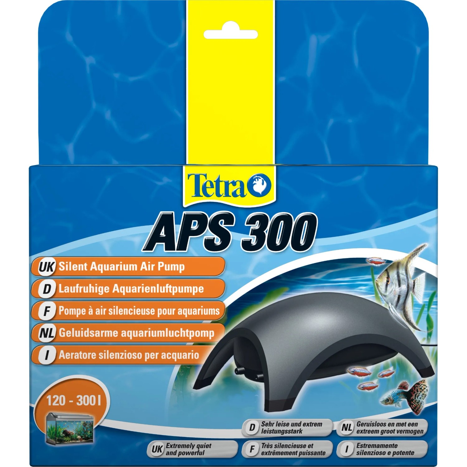 Tetra APS 300 Aquarienluftpumpe, schwarz, für Aquarien von 120-300l. Leise und zuverlässig.