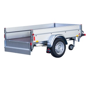 Stema Anhänger Basic 1000, gebremster PKW-Anhänger mit Stützrad und rutschhemmendem Boden.