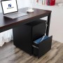 Schwarzer Songmics Rollcontainer (52x39x60 cm) mit 3 Schubladen unter Schreibtisch.