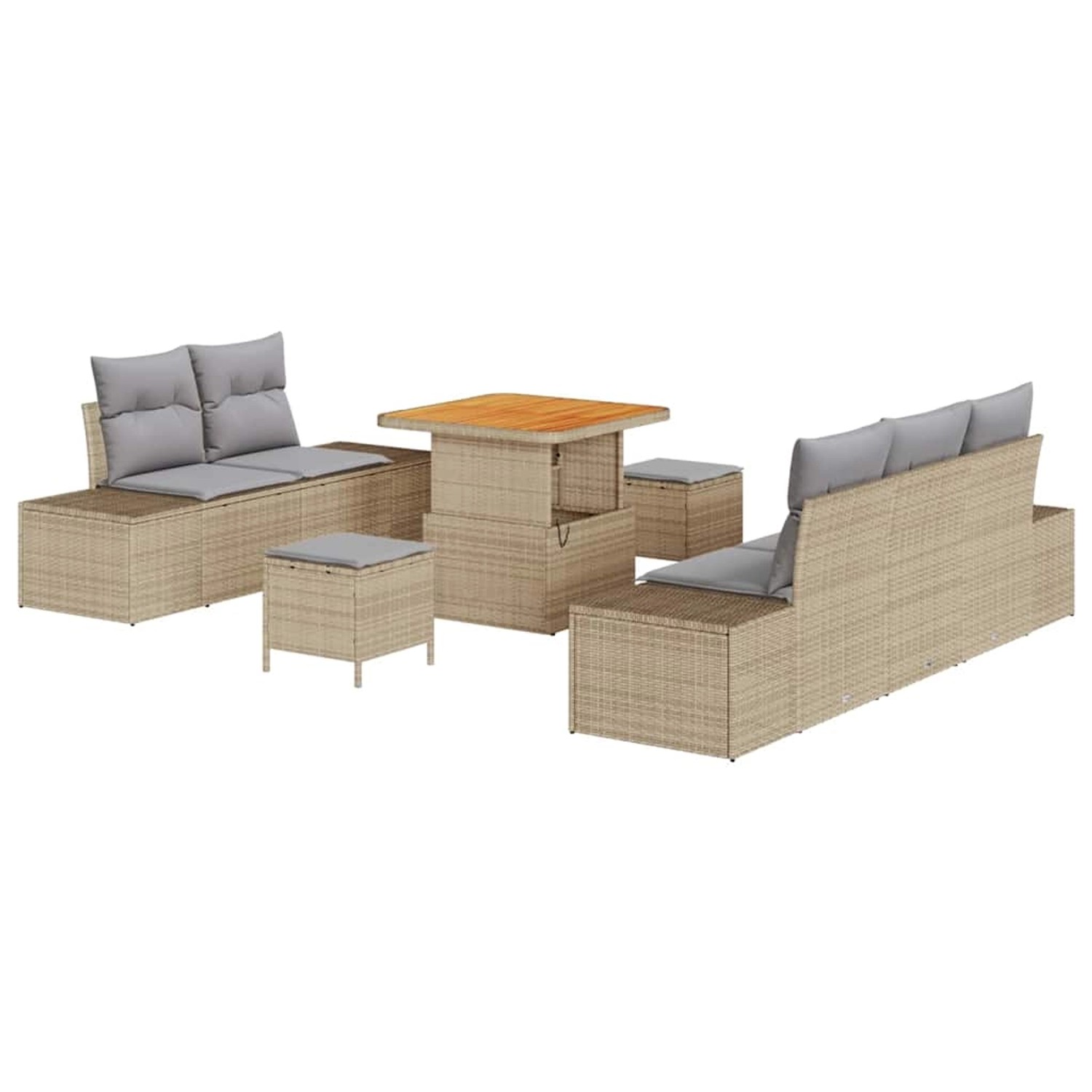vidaXL Garten-Sofa-Set mit Kissen 8-Tlg Beige Poly Rattan 3362727 günstig online kaufen