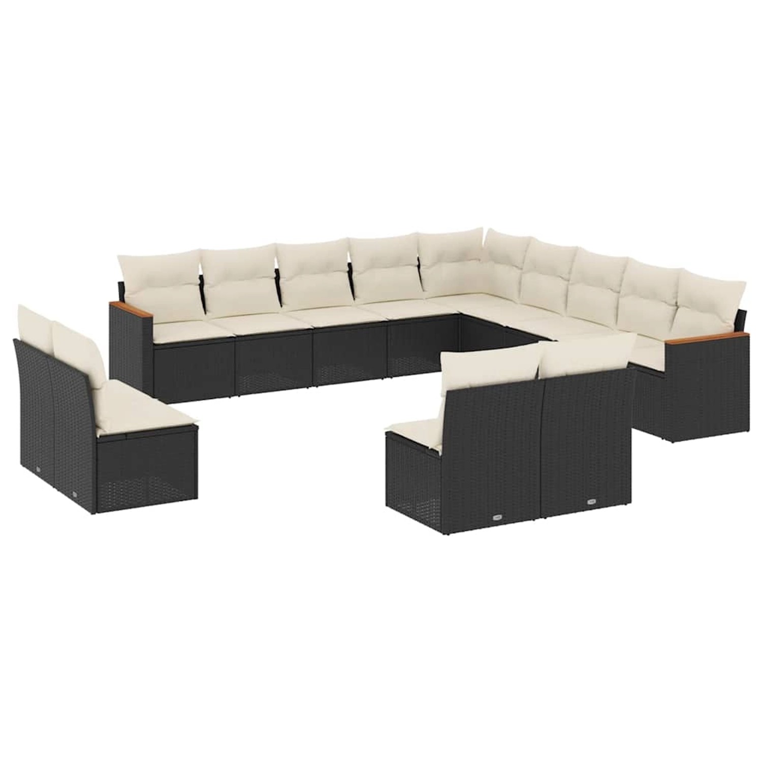 vidaXL 13-Tlg Garten-Sofagarnitur mit Kissen Schwarz Poly Rattan 3258885 günstig online kaufen