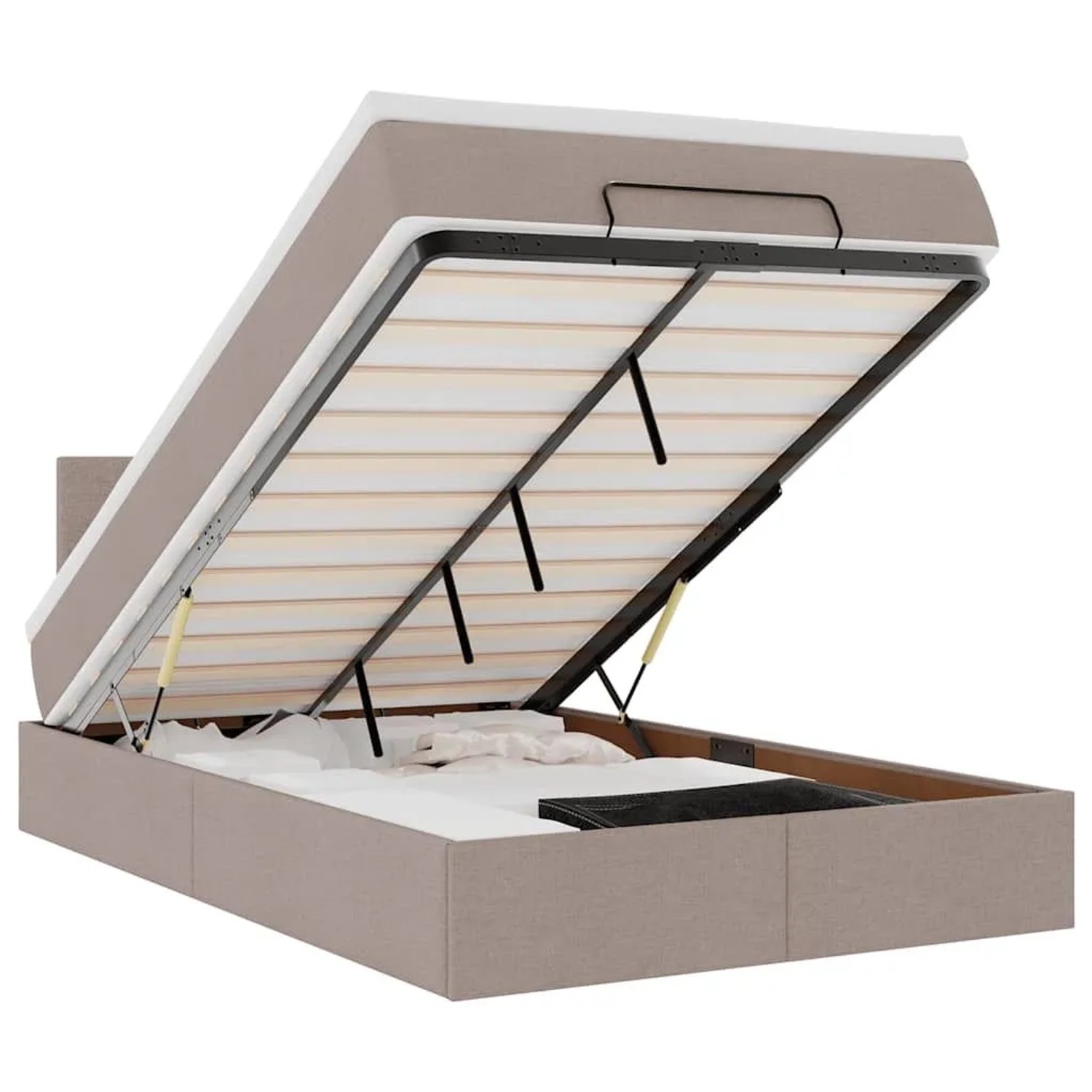 vidaXL Ottoman-Bett mit Matratze & LEDs Taupe 120x200 cm Stoff 3312219