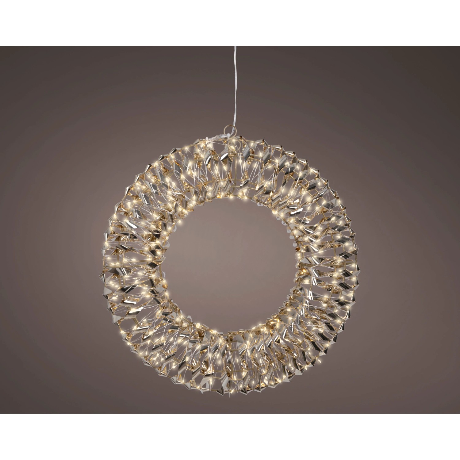 Lumineo LED-Kranz Rund Gold 38 cm