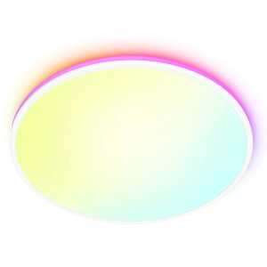 Weiße WiZ LED-Deckenleuchte Rune mit Farbwechsel und 2100 Lumen für smarte Beleuchtung.