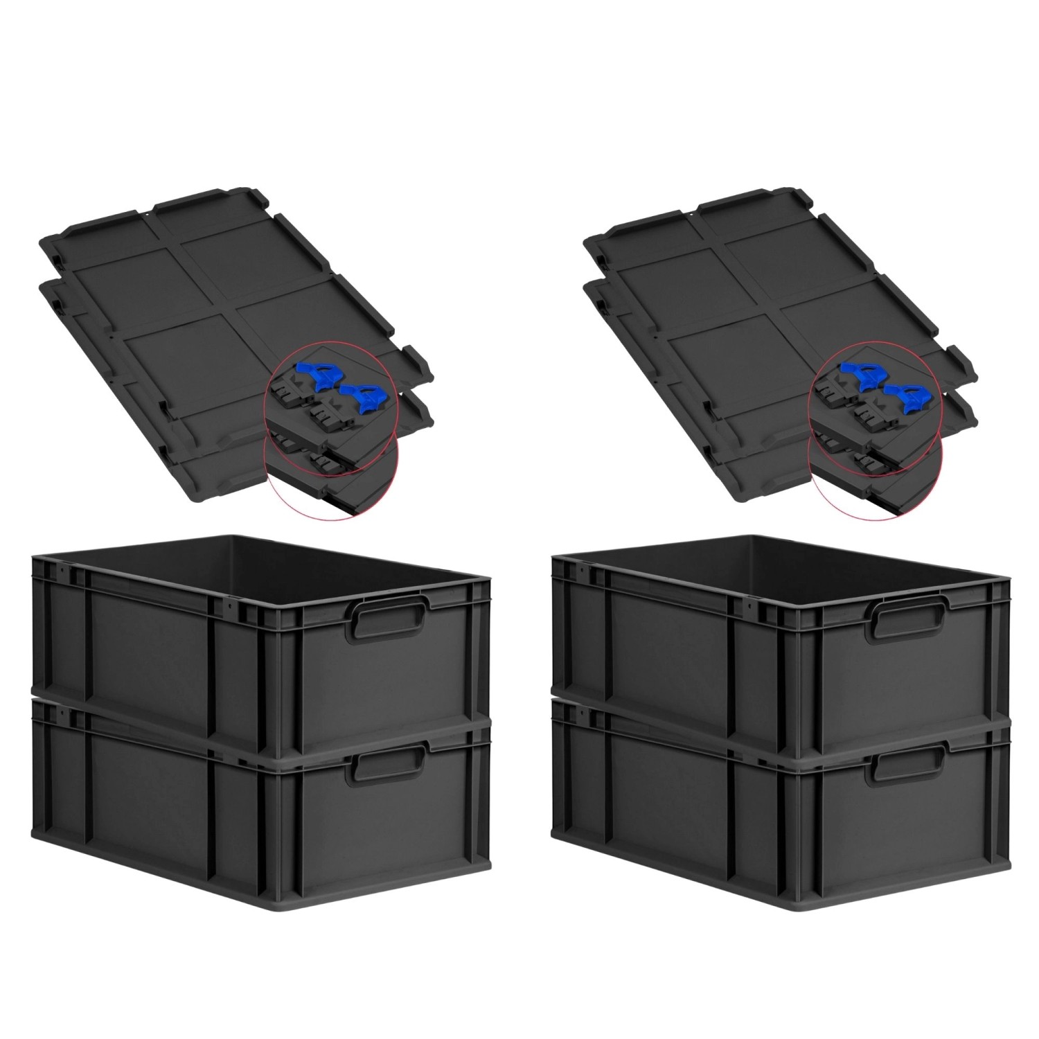 PROREGAL SuperSparSet 4x Eurobox Nextgen Grip Mit Scharnierdeckel Und Blaue günstig online kaufen