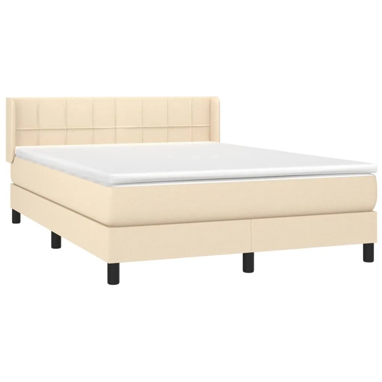 vidaXL Boxspringbett mit Matratze Creme 140x190 cm Stoff 3129710