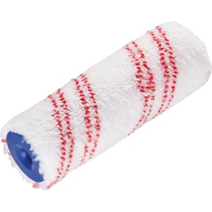 LUX Lackierwalze, 12 cm, für präzises Lackieren von Kleinflächen. Farbwalze mit Mikrofaser und roten Streifen.