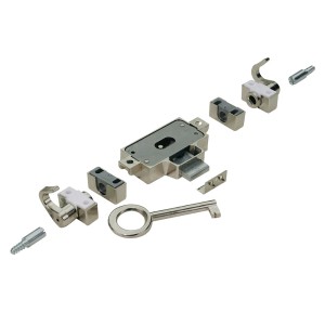 Hettich Nutbart-Drehstangenschloss, vernickelt, links, 25 mm, für Möbelschlösser.