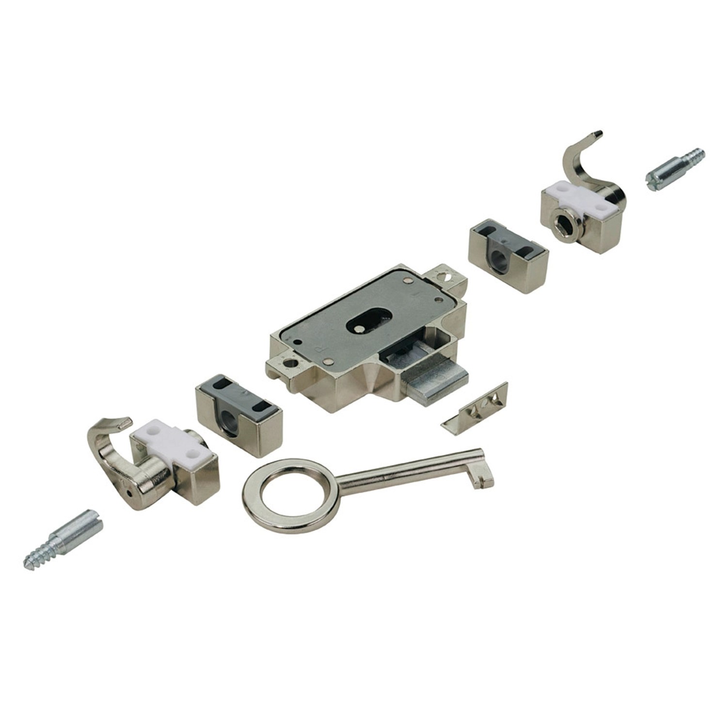 Hettich Nutbart-Drehstangenschloss Links vernickelt 25 mm