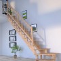 Gewendelte Treppe Lindos Pro Eiche mit Holzgeländer, unbehandeltes Eichenholz, FSC® zertifiziert.