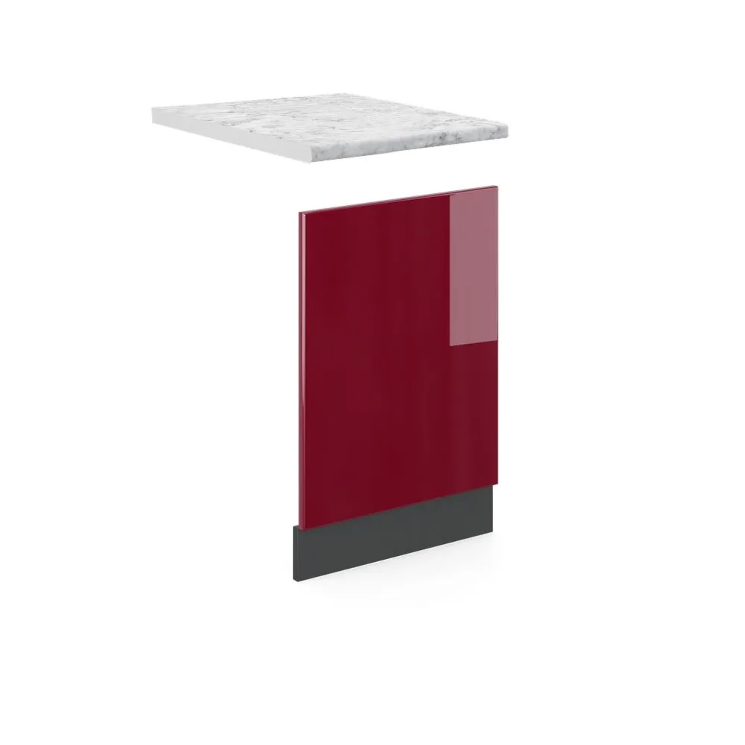 Vicco Frontblende R-Line Geschirrspüler Fronttür Rot Anthrazit AP Marmor mit Anthrazit Korpus