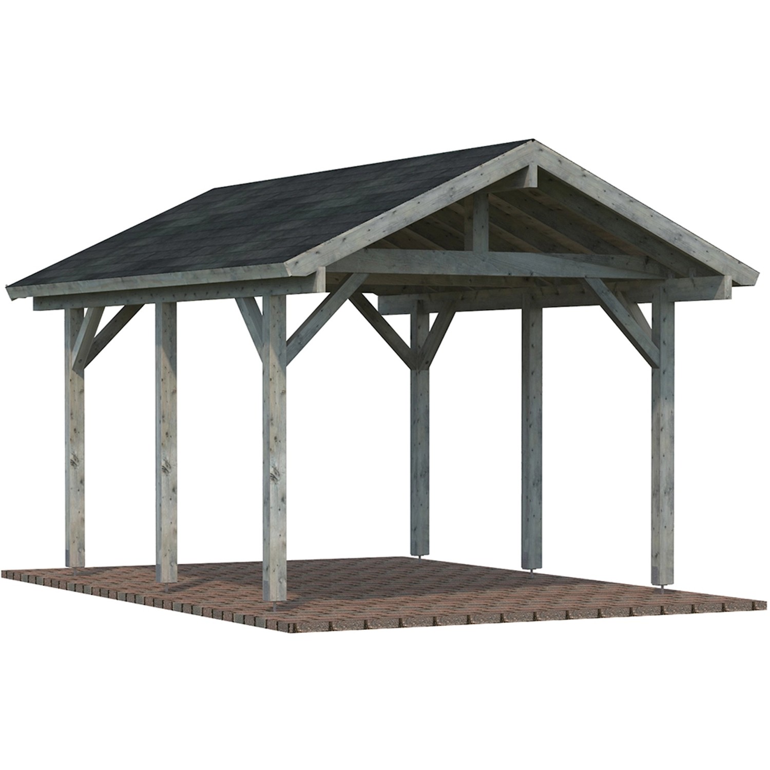 Palmako Einzelcarport Robert Holz Tauchgrundiert Grau 315 cm x 372 cm