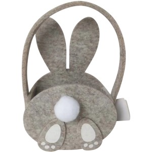 Grau-weiße Boltze Geschenktüte Rabi (21x15x8,5cm) in Hasenform mit Puschelschwanz für Ostern.