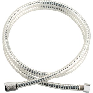 Silberfarbener Kunststoff-Brauseschlauch, 150 cm lang, für Duschen und Badewannen.