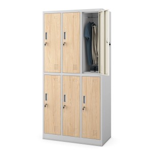 JAN NOWAK Arbeitsschutz-Garderobenschrank Grau Eiche Sonoma 6-Türig IGOR 185x90x45 cm