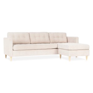 Sandfarbenes Samt Sofa mit Chaiselongue (rechts/links) von ebuy24, Modell Marino AB1.