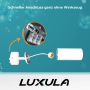 Einzelteile des weißen LUXULA LED Aufbauspots zur Deckenmontage.
