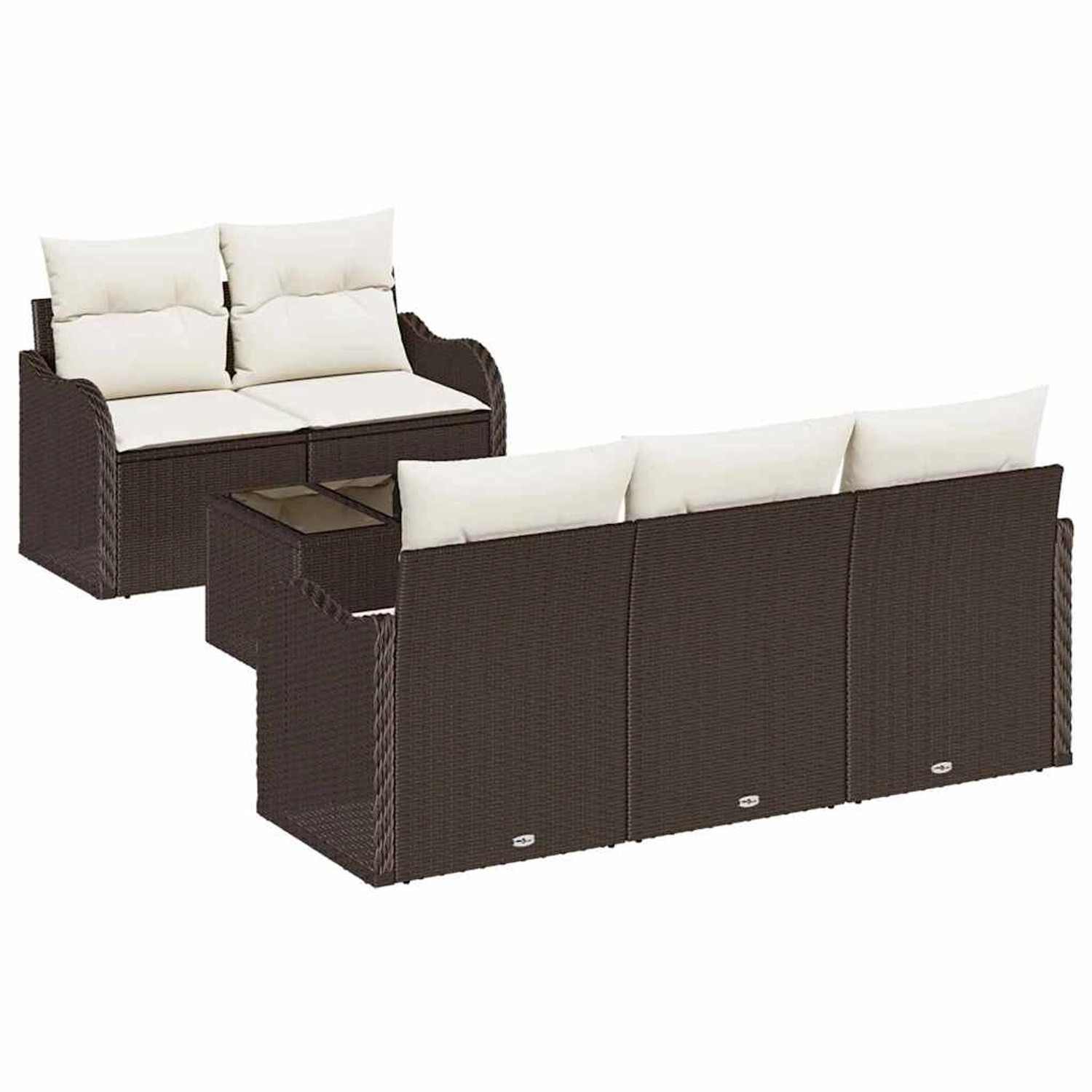 vidaXL Garten-Sofa-Set 6-Tlg Braun Poly Rattan 3345578 günstig online kaufen