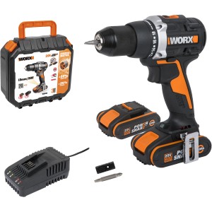 Worx Akku-Bohrschrauber WX102 Set mit 2 Akkus, Ladegerät und Zubehör im Koffer.