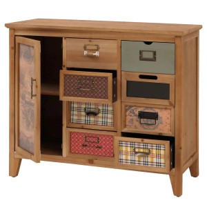 MCW Apothekerkommode O63 Vintage Shabby Muster Korpus Natur