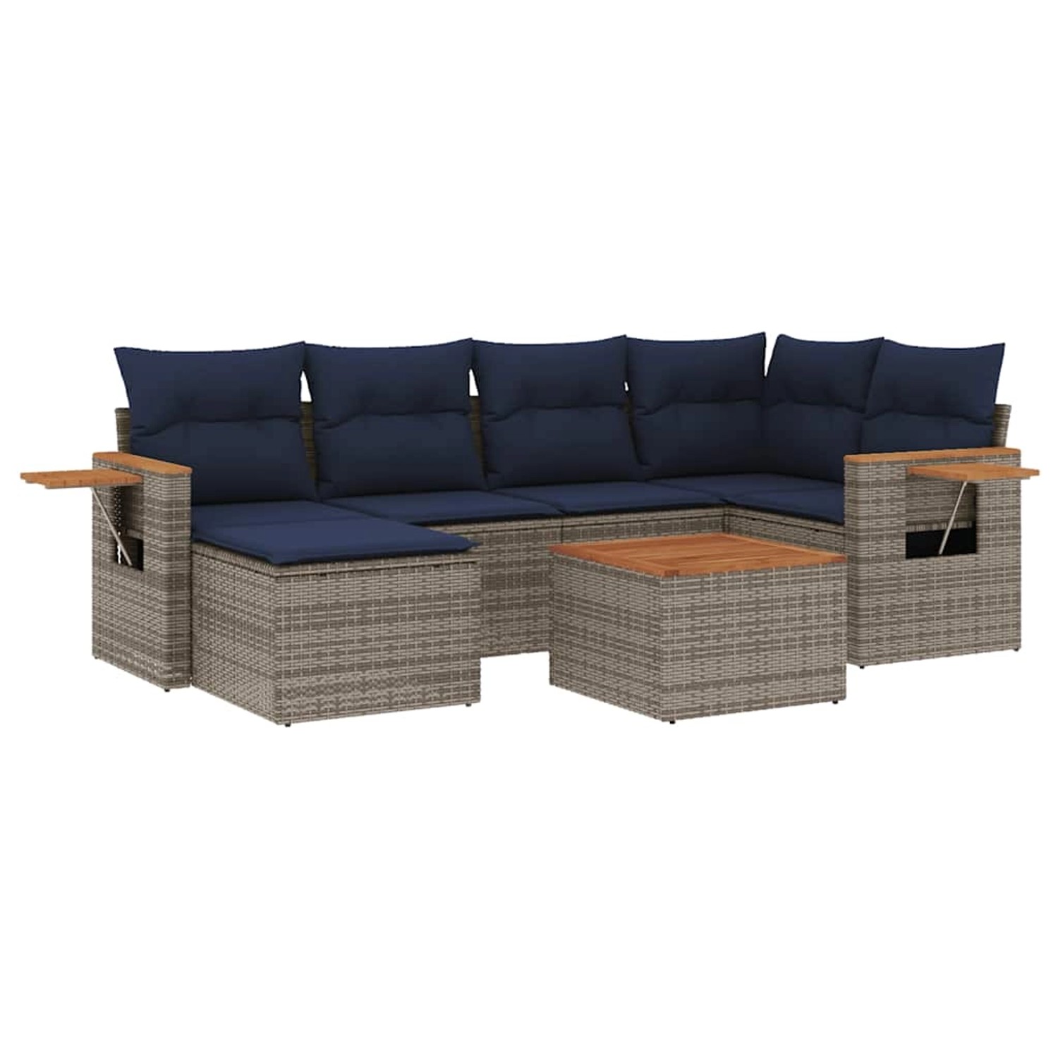 vidaXL 7-Tlg Garten-Sofagarnitur mit Kissen Grau Poly Rattan 3227027 günstig online kaufen