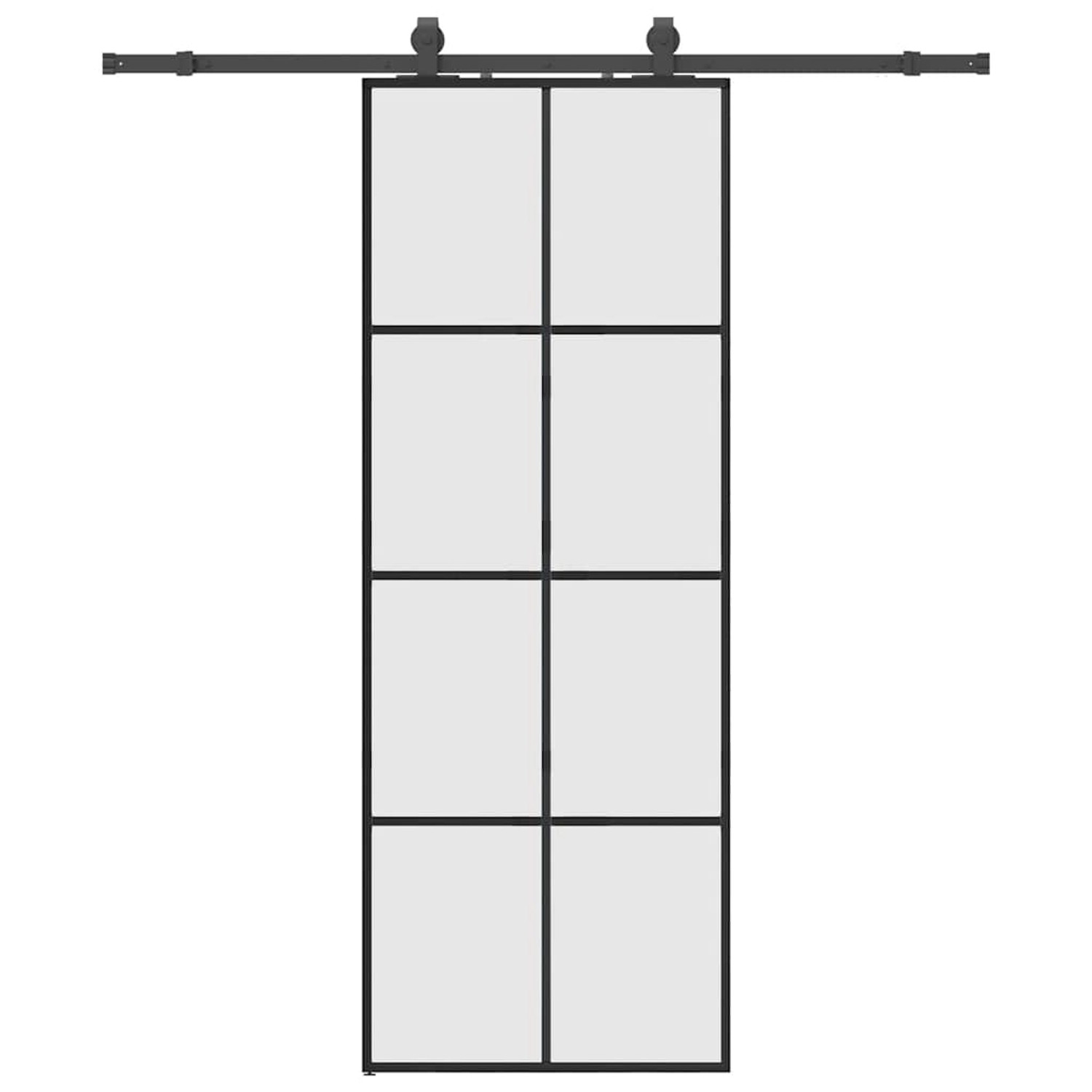 vidaXL Schiebetür mit Beschlag Schwarz 76x205 cm ESG-Glas 3375803 günstig online kaufen