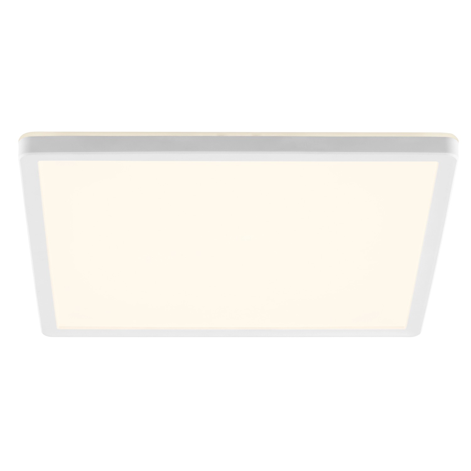 Weiße, quadratische LED-Deckenleuchte Avola von Brilliant, 29,3 cm, für Innenräume.