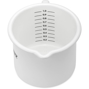 Weißer Petromax Emaille Milchtopf (1 L) mit Skala, ideal für Grill & Küche.