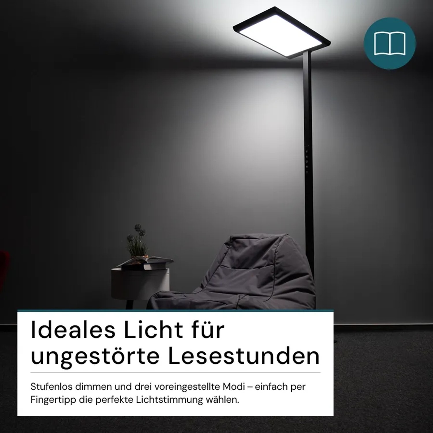 LUXULA LED Stehleuchte 100W 7000lm Bürostehleuchte Up- Downlight Augenschonend UGR16 CRI98 4000K Neutralweiß Dimmbar Stehlampe Schwarz_8
