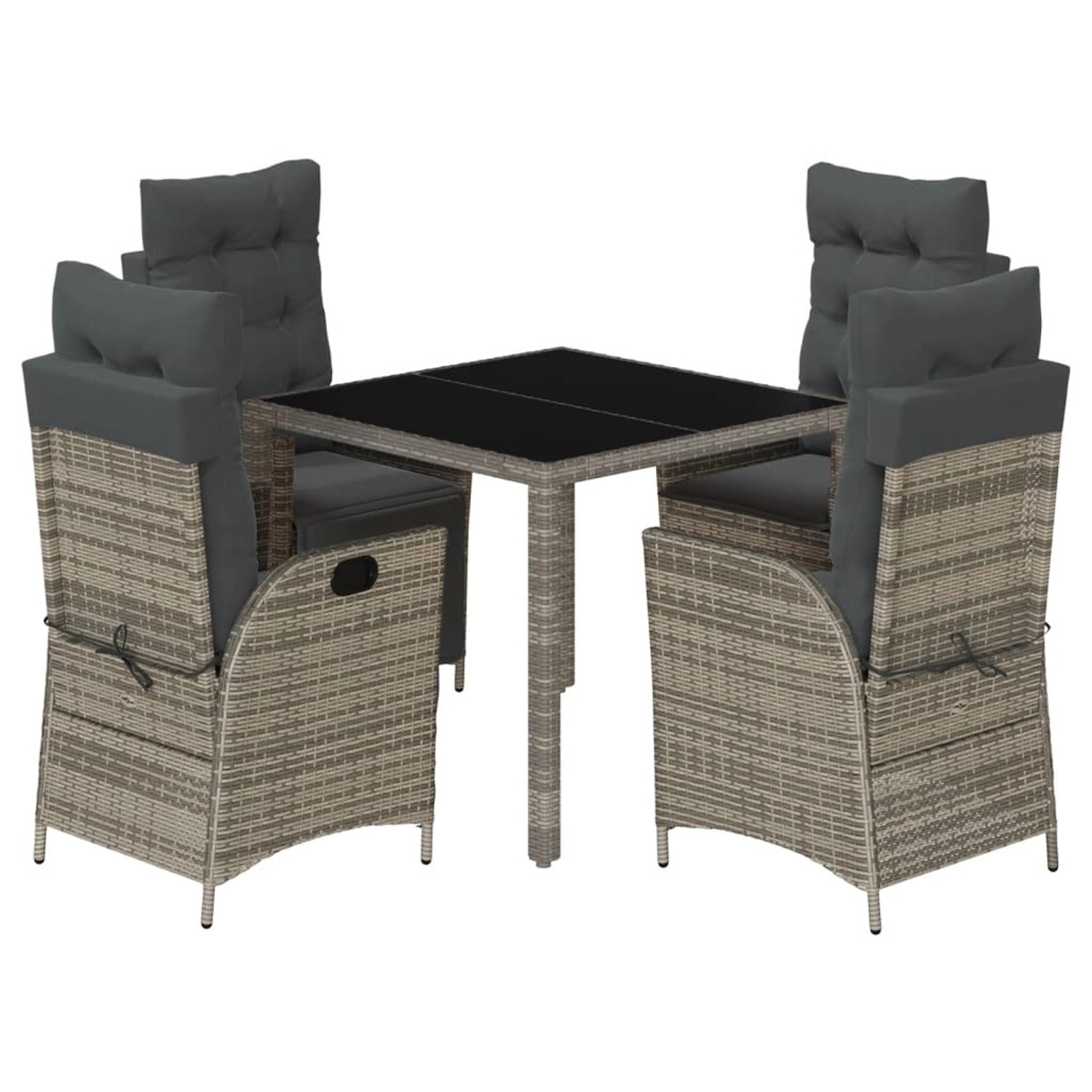 vidaXL 5-Tlg Garten-Essgruppe mit Kissen Grau Poly Rattan 3213078 günstig online kaufen