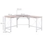 HOMCOM Computertisch L-Form Eckschreibtisch mit heller Holzplatte und weißem Metallgestell.