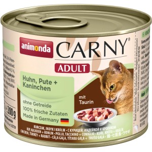 Animonda Carny Adult Katzen-Nassfutter mit Huhn, Pute und Kaninchen, 200g Dose.