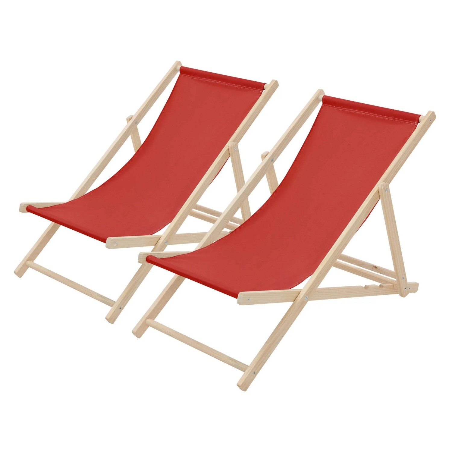 ECD Germany Liegestuhl 2Er Set Klappbar Rot aus Holz