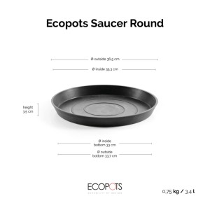 Ecopots Untersetzer, Ø 40cm, dunkelgrau, für Innen- und Außenbereich.