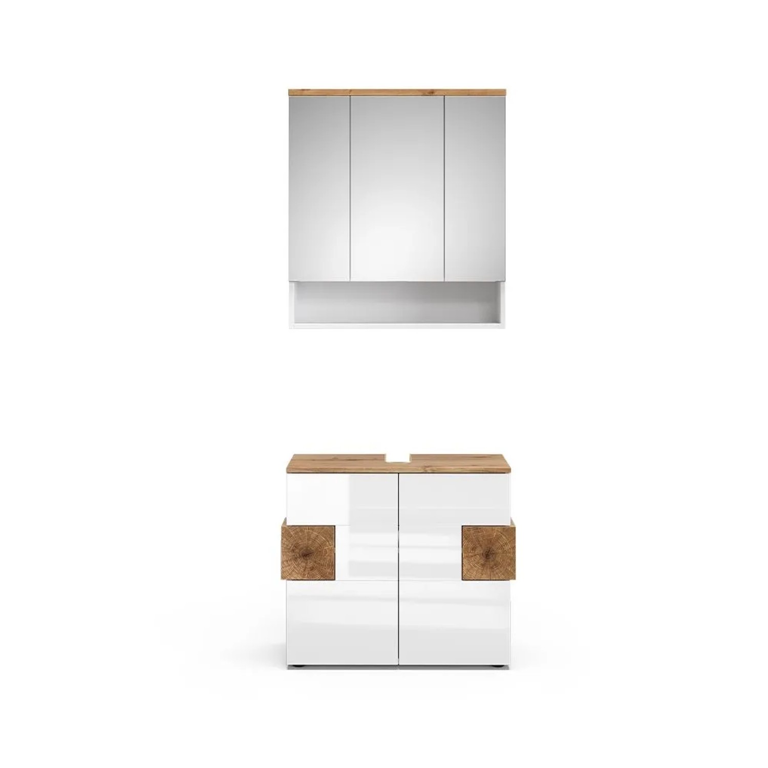 Vicco Badmöbel-Set Eden Weiß Hochglanz 75 x 64 2-teilig