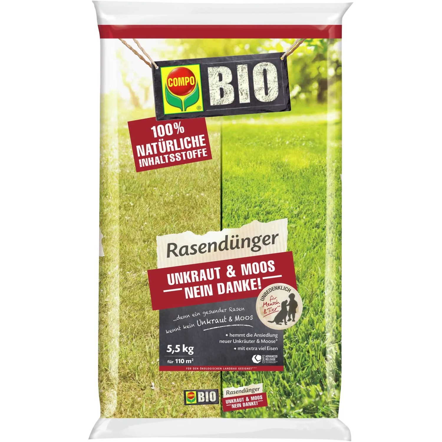 Compo Bio-Rasendünger Unkraut & Moos Nein Danke! 5,5 kg