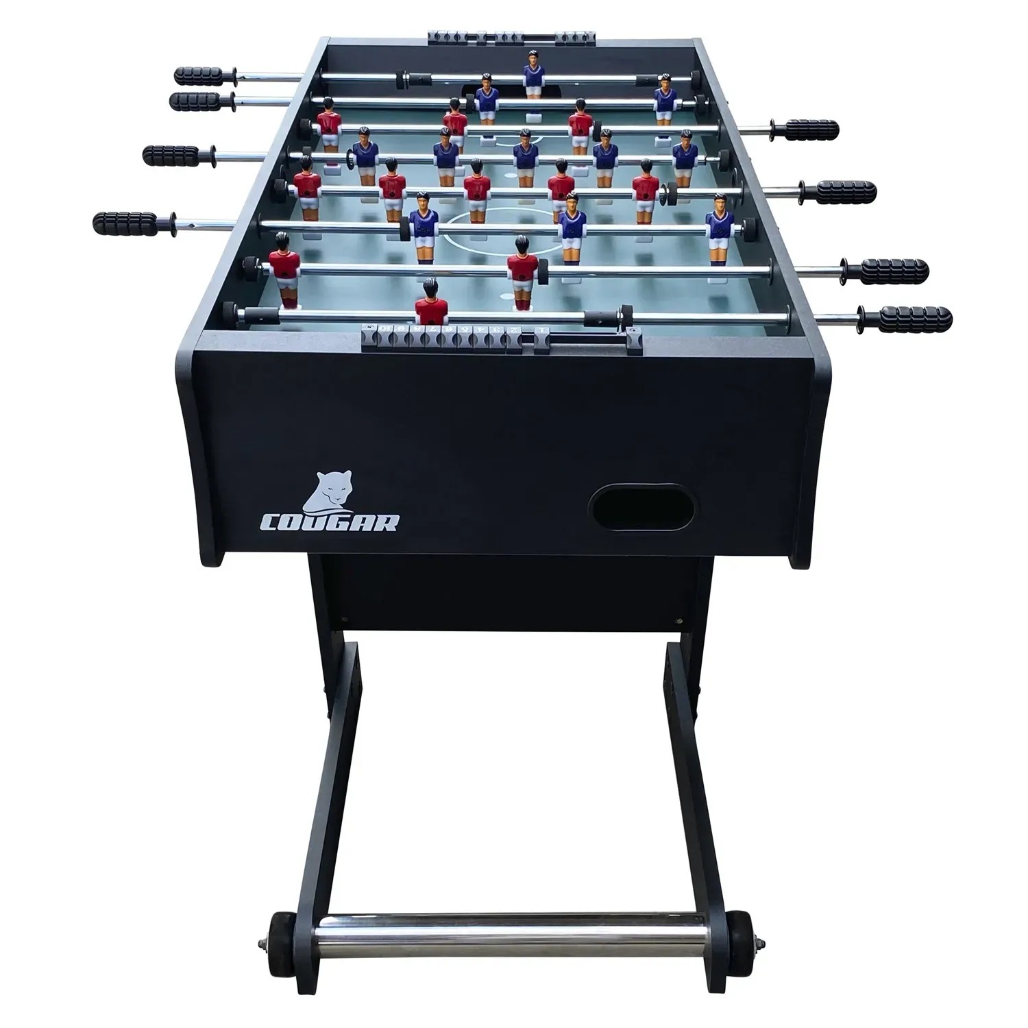 Schwarzer Cougar Tischkicker Scorpion Kick TS, faltbar für Spiel & Spaß.