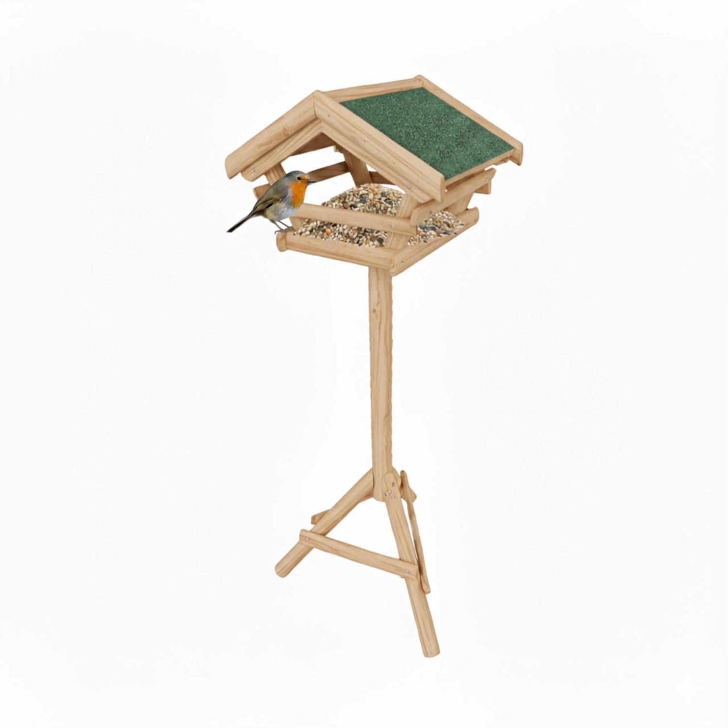 Relaxdays Vogelfutterhaus Tannenholz Natur mit Ständer 103 cm x 37 cm x 28 cm 2,4 kg