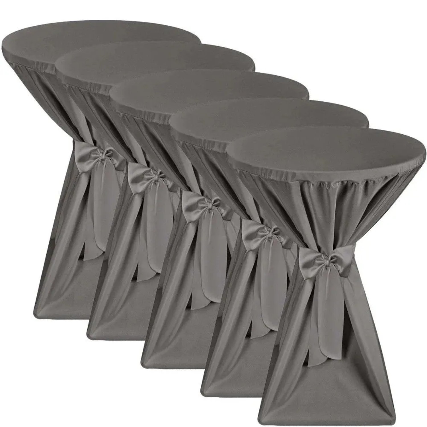 Beautissu Premium Stehtischhusse ø 80cm Anthrazit 5tlg