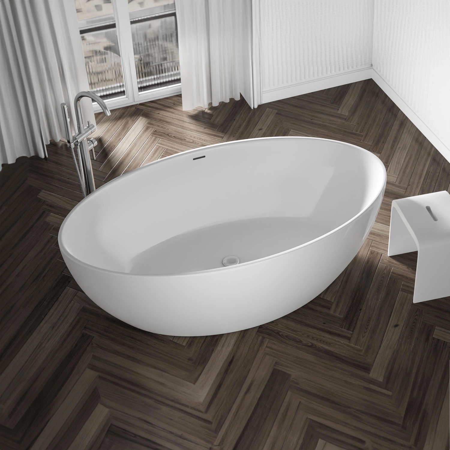 Bernstein Freistehende Badewanne DESTINO Acryl Weiß 175x100 günstig online kaufen