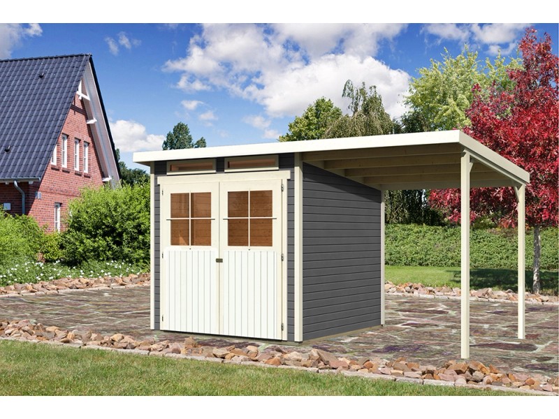bei BxT:397 Genf Karibu OBI Terragrau kaufen cm 213 x Holz-Gartenhaus 3
