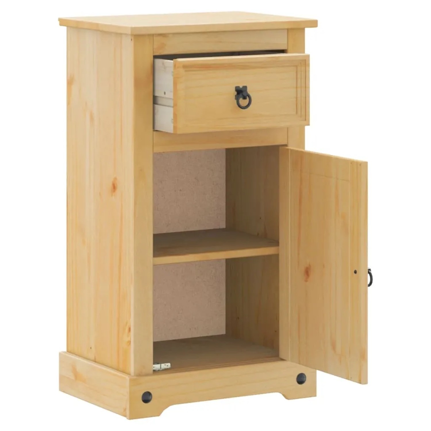 vidaXL Badschrank Corona, 45x33x80 cm, Kiefer Massivholz mit Schublade und offener Tür.