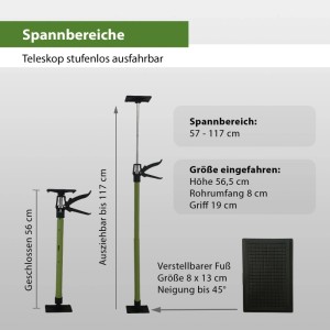 TRUTZHOLM Montagestütze, kurz, Spannbereich 57-117cm, mit Klicksystem für einfache Höhenverstellung.